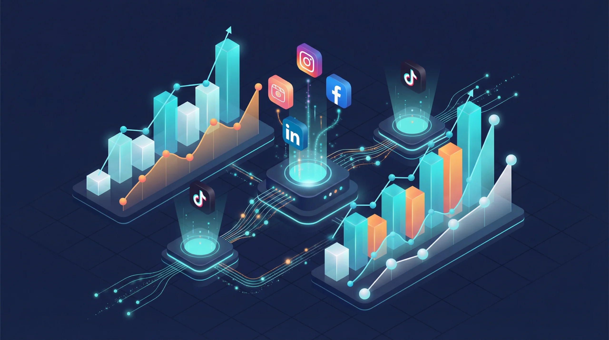 Social media analytics dashboard showing growth metrics for NJ businesses