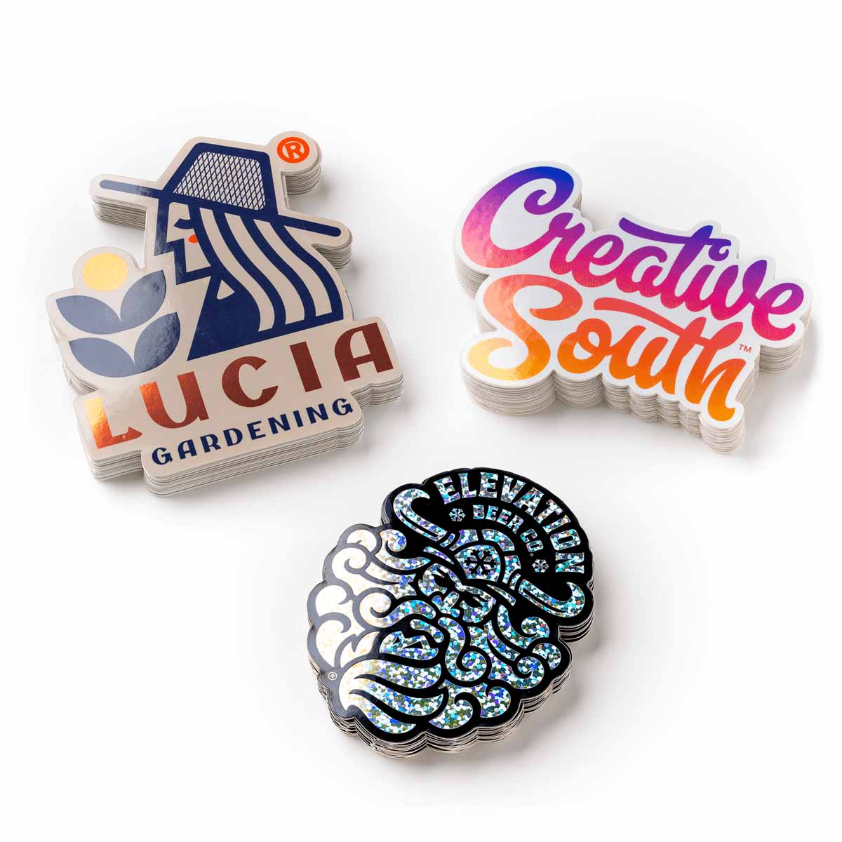 Die cut custom stickers Long Branch New Jersey — business logo stickers by M&M Graphic Designs